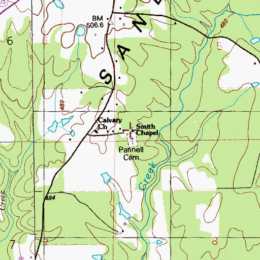 Topographic Map of Smith Chapel, AL