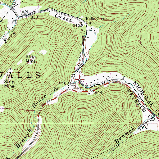 Topographic Map of Backus Branch, WV