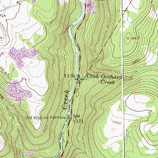 Topographic Map of Crab Orchard Run, WV