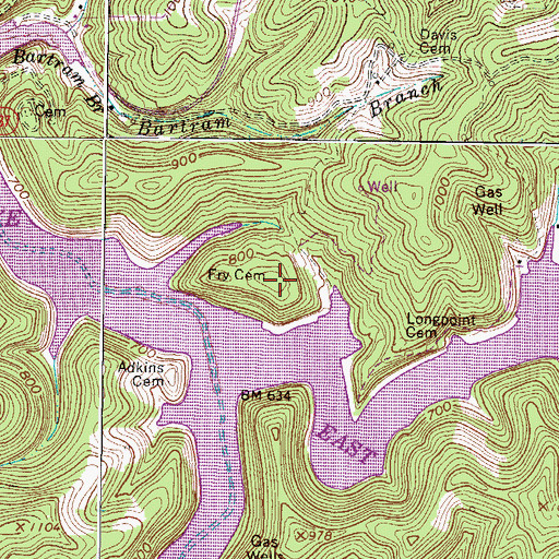 Topographic Map of Fry Cemetery, WV