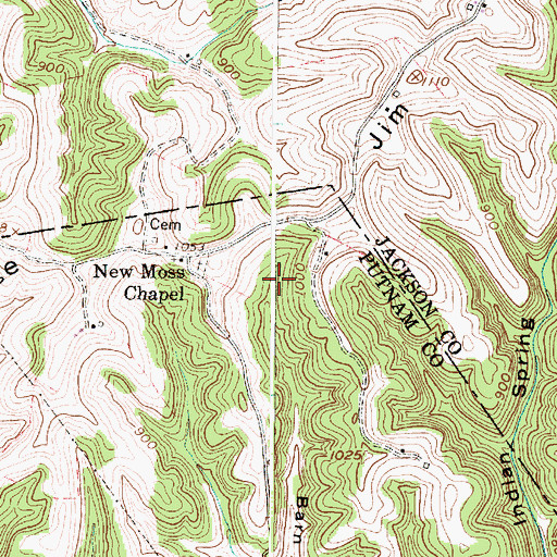 Topographic Map of Barn Hollow, WV