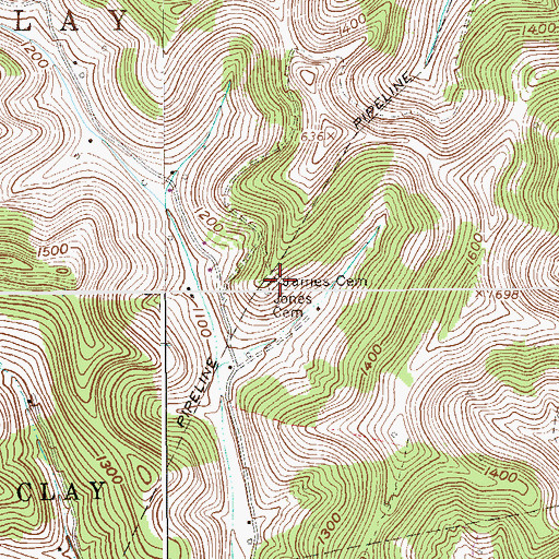 Topographic Map of Jones Cemetery, WV