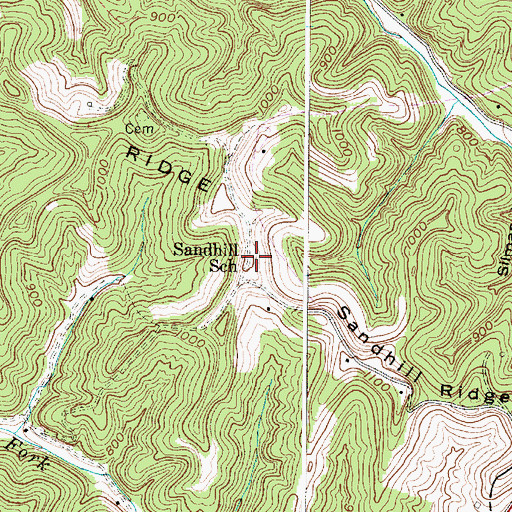 Topographic Map of Sandhill School (historical), WV