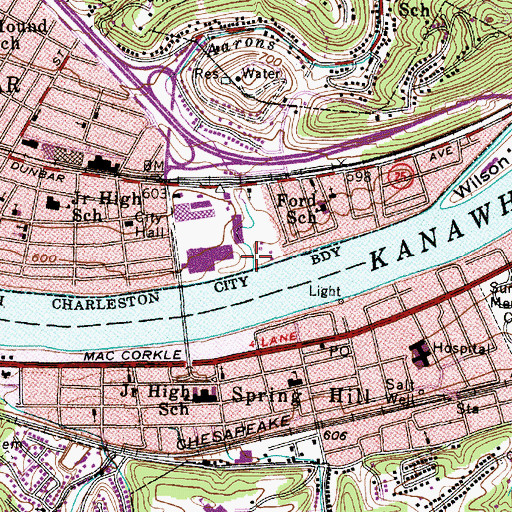 Topographic Map of Aarons Creek, WV