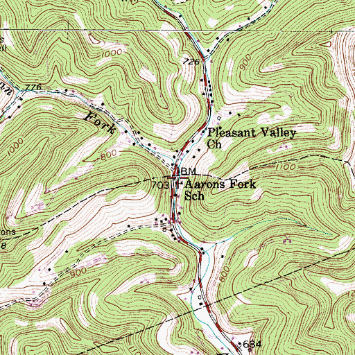 Topographic Map of Aarons Fork School (historical), WV