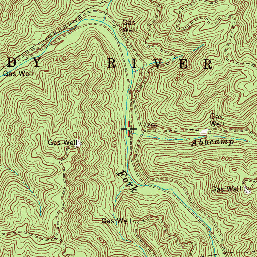 Topographic Map of Abbcamp Branch, WV
