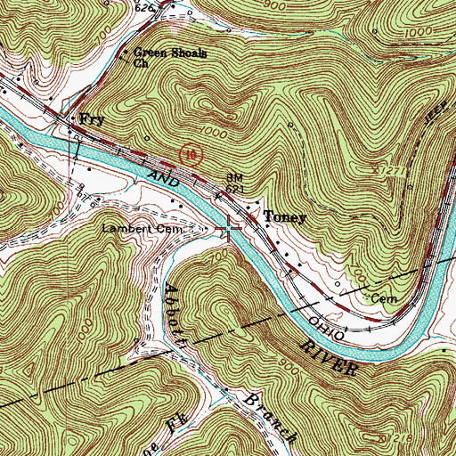 Topographic Map of Abbott Branch, WV