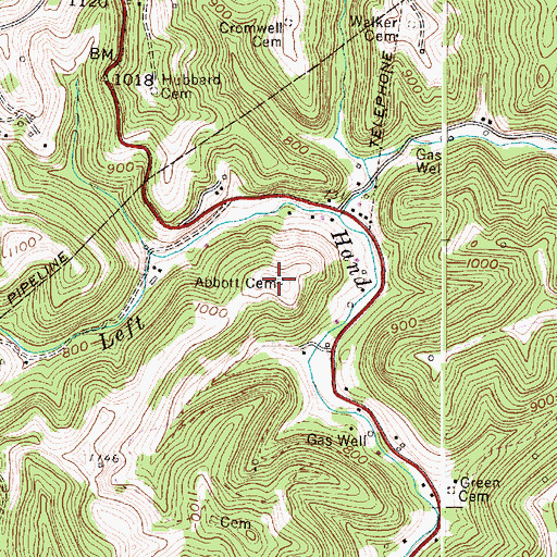 Topographic Map of Abbott Cemetery, WV