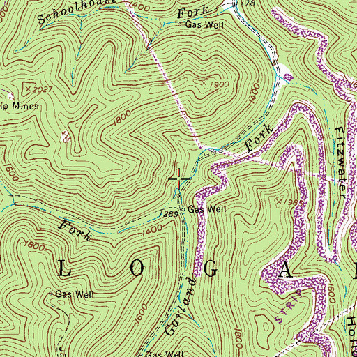 Topographic Map of Abe Burgess Fork, WV