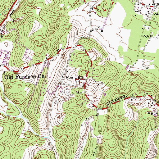 Topographic Map of Abe Cemetery, WV