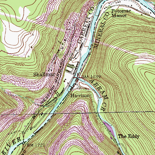 Topographic Map of Abram Creek, WV