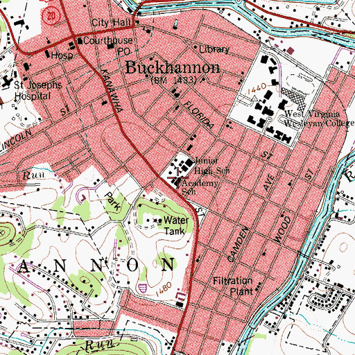 Topographic Map of Academy Primary School (historical), WV