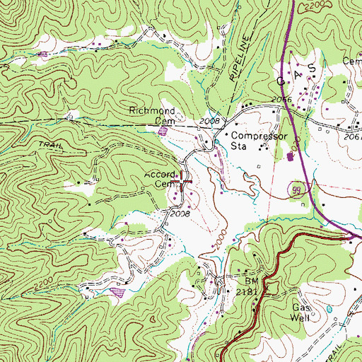 Topographic Map of Accord Cemetery, WV