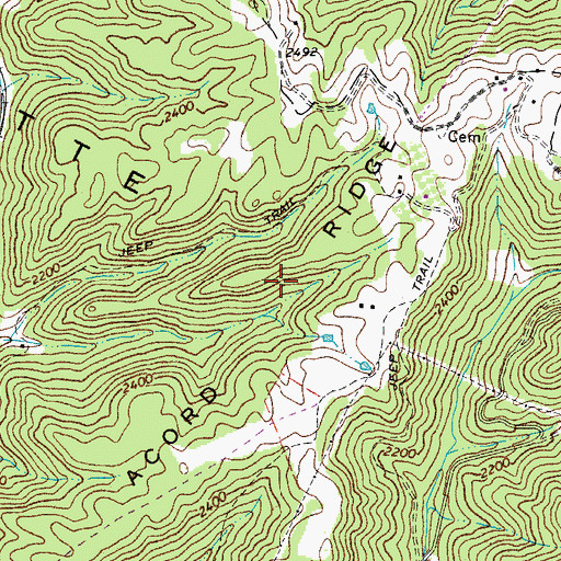 Topographic Map of Acord Ridge, WV