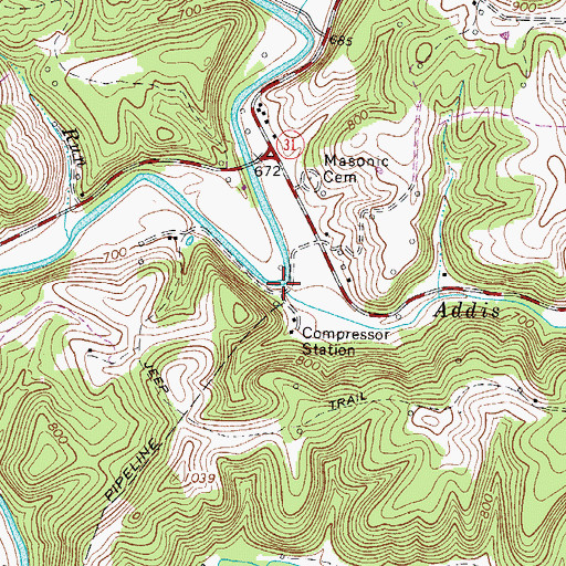Topographic Map of Addis Run, WV