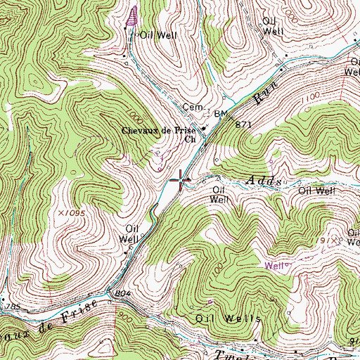 Topographic Map of Adds Run, WV