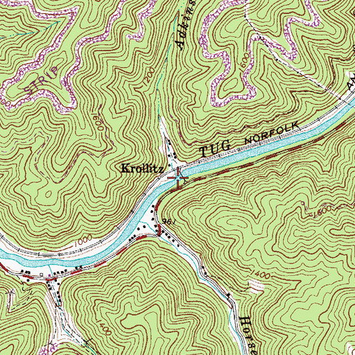 Topographic Map of Adkins Branch, WV