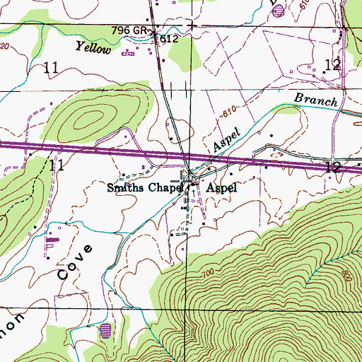 Topographic Map of Smiths Chapel, AL