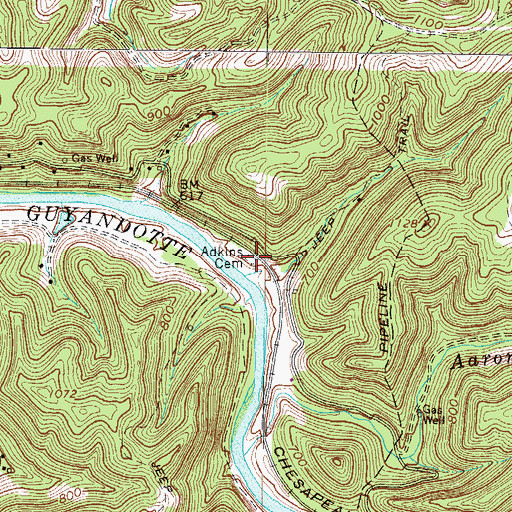 Topographic Map of Adkins Cemetery, WV