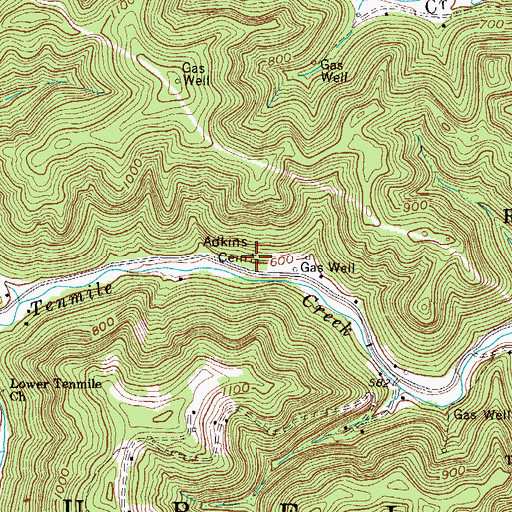 Topographic Map of Adkins Cemetery, WV