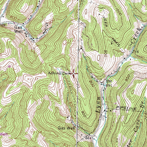 Topographic Map of Adkins Cemetery, WV
