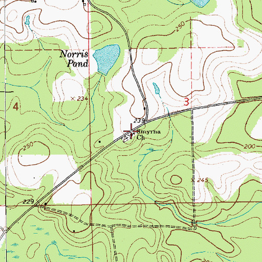 Topographic Map of Smyrna Baptist Church, AL