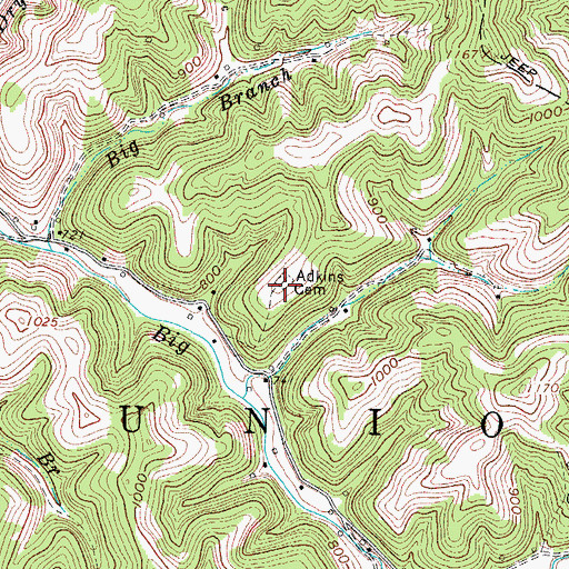 Topographic Map of Adkins Cemetery, WV