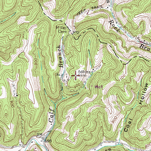 Topographic Map of Adkins Cemetery, WV