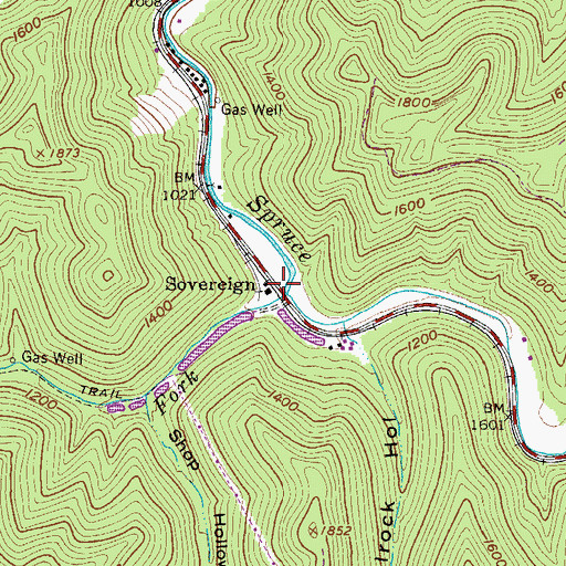 Topographic Map of Adkins Fork, WV