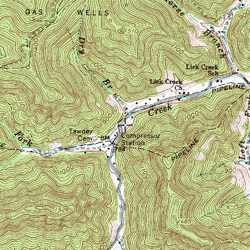 Topographic Map of Adkins Fork, WV