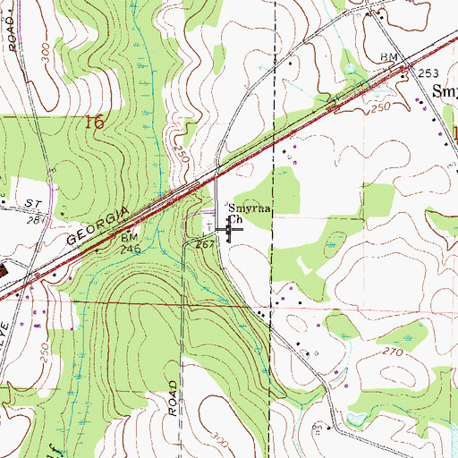 Topographic Map of Smyrna Baptist Church, AL