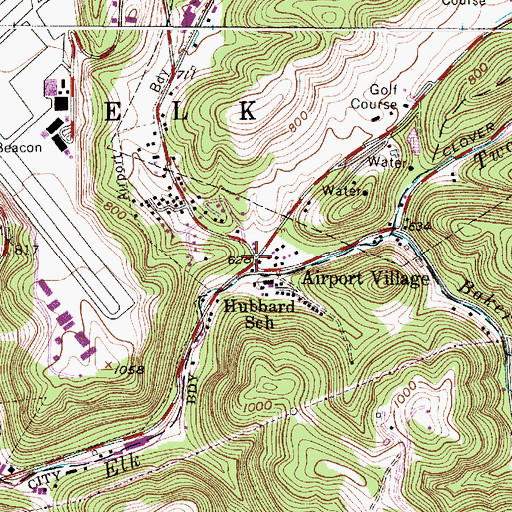 Topographic Map of Airport Village, WV