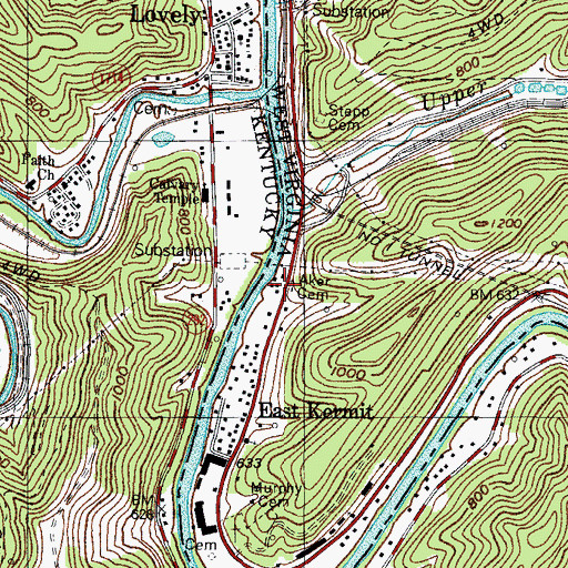 Topographic Map of Aker Cemetery, WV