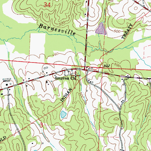 Topographic Map of Smyrna Methodist Church, AL