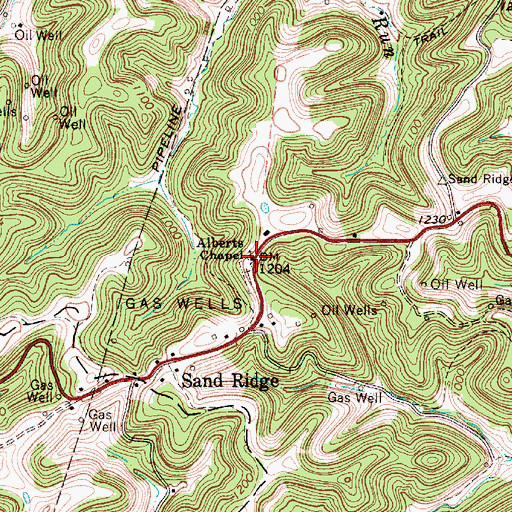 Topographic Map of Alberts Chapel, WV