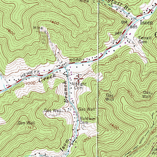 Topographic Map of Albright Cemetery, WV
