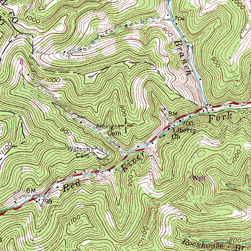 Topographic Map of Albright Cemetery, WV