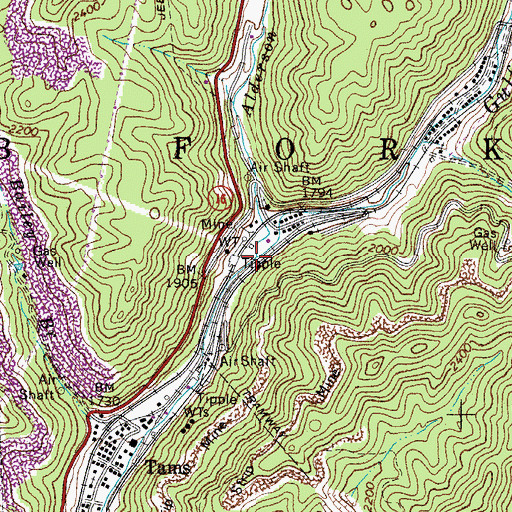 Topographic Map of Alderson Branch, WV