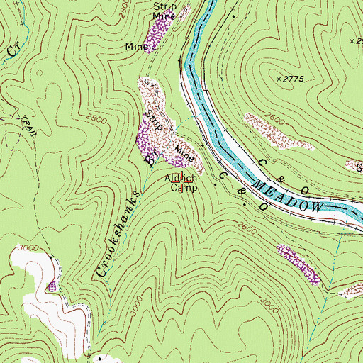 Topographic Map of Aldrich Camp, WV