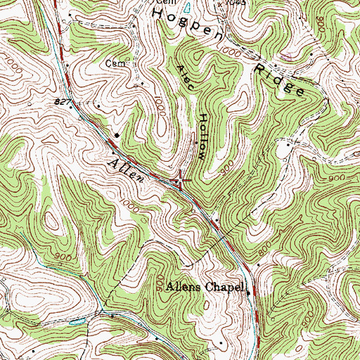 Topographic Map of Alec Hollow, WV