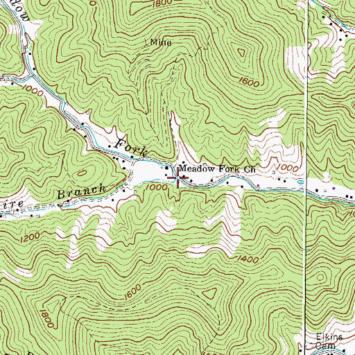 Topographic Map of Aleshire Branch, WV