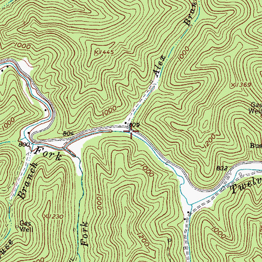 Topographic Map of Alex Branch, WV