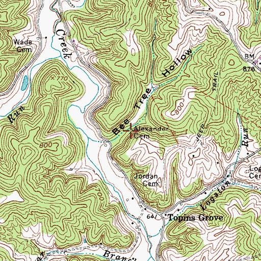 Topographic Map of Alexander Cemetery, WV