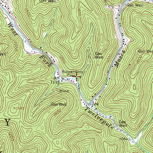 Topographic Map of Alexanders Cemetery, WV