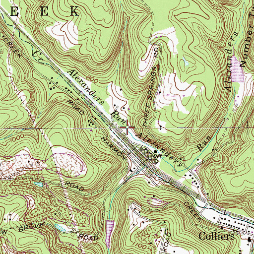 Topographic Map of Alexanders Run, WV
