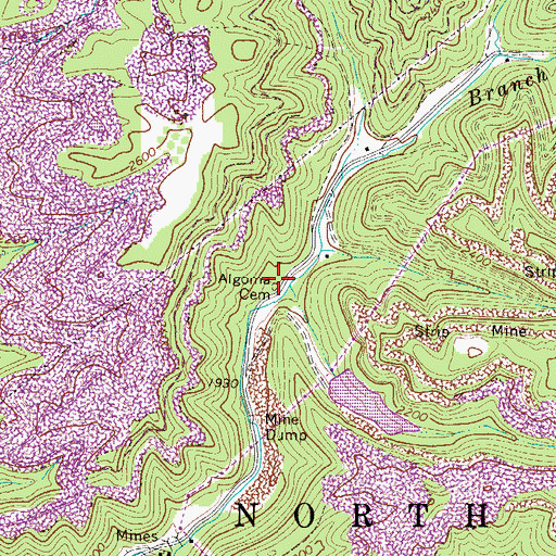 Topographic Map of Algoma Cemetery, WV