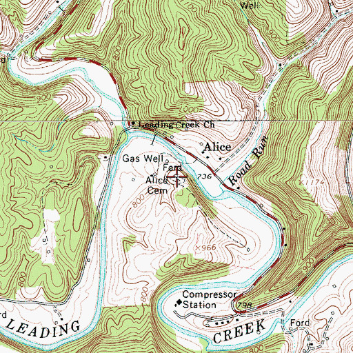 Topographic Map of Alice Cemetery, WV