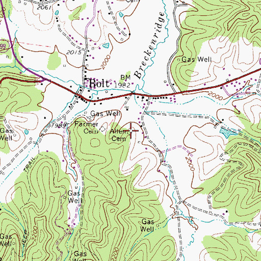 Topographic Map of Allen Cemetery, WV