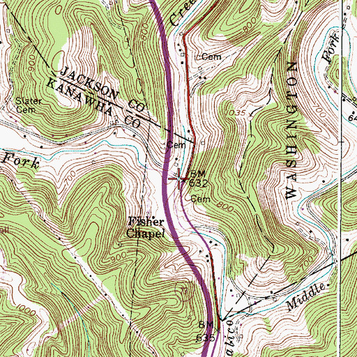 Topographic Map of Allen Fork, WV