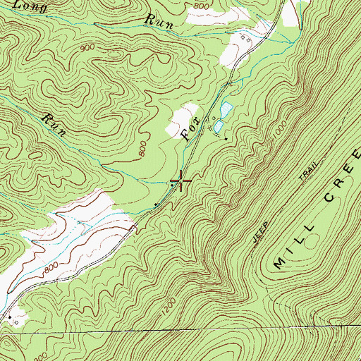 Topographic Map of Allen Run, WV